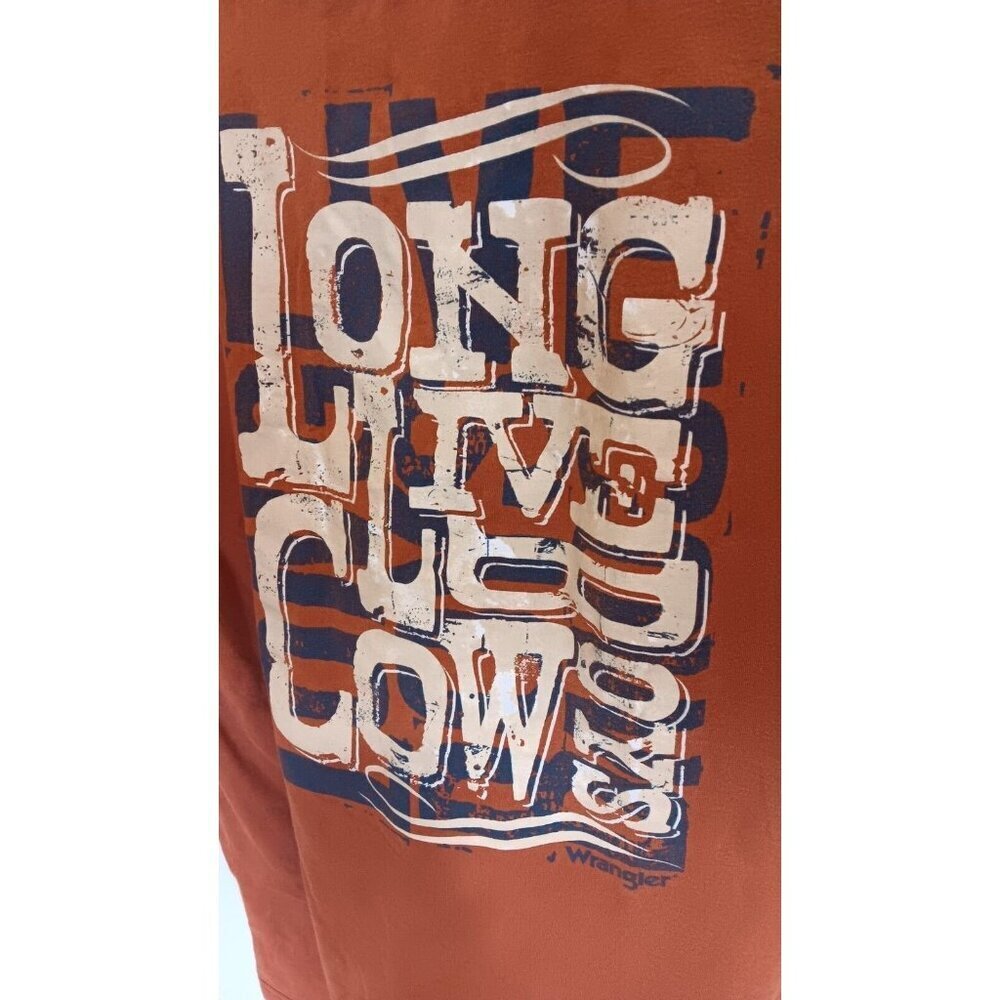XL Wrangler "Long Live Cowboys" Men T-shirt In Very Good Condition Brown XLarge